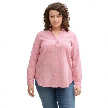 TOM TAILOR Damen Bluse – Rot, Uni, Größe 44, Plus Size