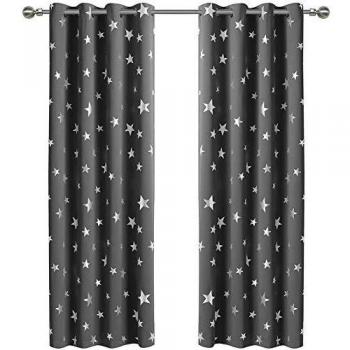 Anjee Nursery Blackout Drapery – 2 Panel Silver Star Design