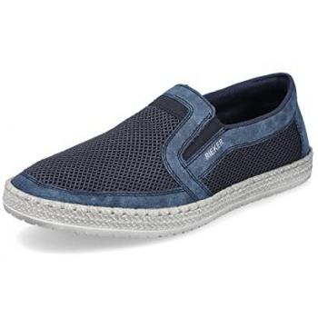 Rieker Herren Pantolette Blau Flach 43 EU