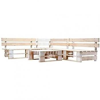 Set Divani da Giardino su Pallet 4 pz in Legno Bianco cod mxl 49879