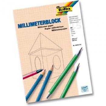 Folia A3 Millimeterblock Weiß 80 g/m² 25 Blatt