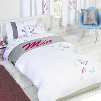 Mia's Fluttering Wings Custom Name Duvet Cover and Pillowcase Set, Single