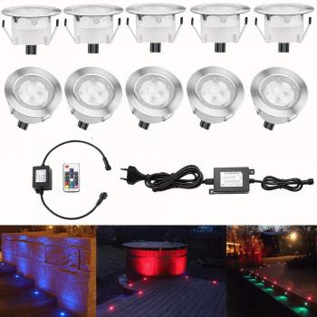 10 Kit Spot Encastré Extérieur Sol Terrasse Bois