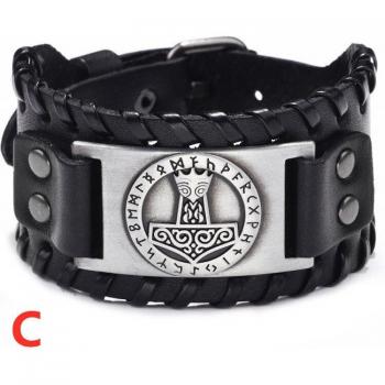 Accesorio de cuero vikingo para hombre con martillo rúnico y diseño celta