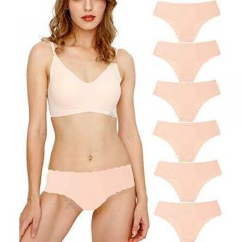 Culottes Femme sans Couture Slips Soie Glacée Invisible sous-vêtements Lingerie Microfibre Shorties Beige