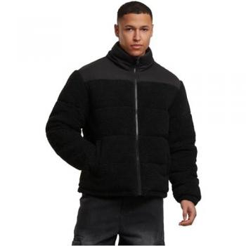 Urban Classics Teddy‑Puffer Jacke – Schwarz – S – Polyester‑Vlies‑Materialmix