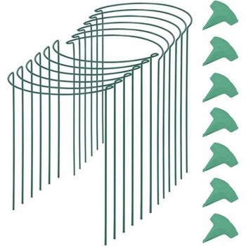 15.7 Inch Metal Half Round Plant Support Rings with 15 Labels