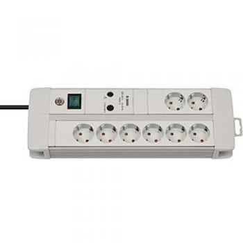 Premium-Line 30kA 8‑Outlet Surge Protector – Light Grey, 3 m H05VV‑F