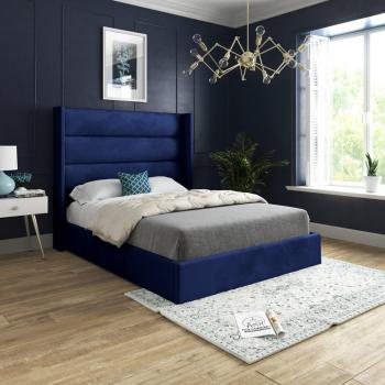 Casani Nuno King Velvet Bed Frame with Wing Design