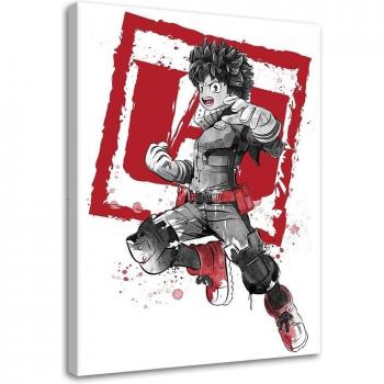 Grafica su Tela Guerriero Salto Sumi‑e 40x60 Rosso
