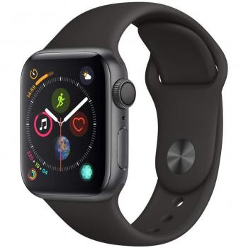 Apple Watch Series 4 | 40 mm | Boîtier Aluminium Gris Sidéral | Bracelet Sport Noir | GPS