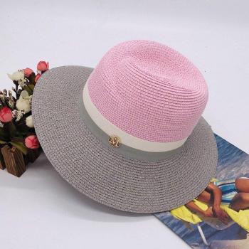 Sombrero de Estilo Jazz con Costura Rosa y Gris