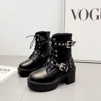 Bottines À Boucle Noires Grande Taille