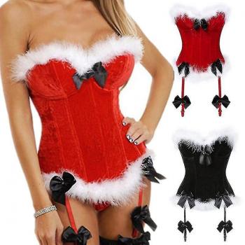 Corset Overbust Santa avec Détails en Nœud