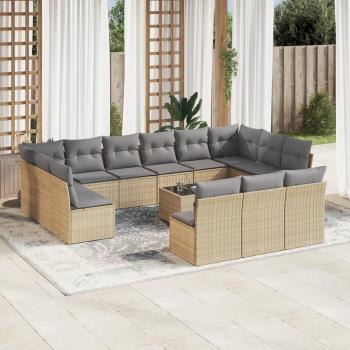 Vidaxl Set Divani da Giardino 14pz con Cuscini in Polyrattan Beige