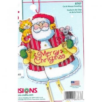 Kit de punto de cruz Navidad, Papá Noel, gato y ratón, campanilla de viento, colección de oro DIM 8767