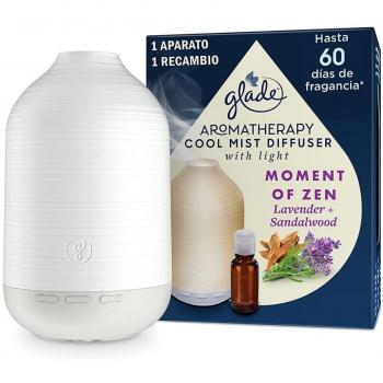 Ambientador Glade Aromatherapy con Luz LED, Niebla Fría, fragancia Lavanda y Sándalo, tamaño 84x108x138