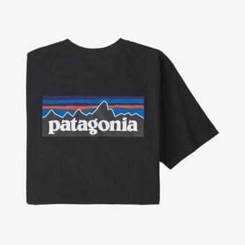 Patagonia P-6 Logo Responsibili Tee Negra, Manga Corta y Multicolor
