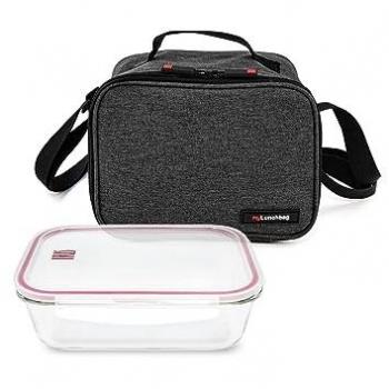 Bolsa para alimentos on the go negra + frasco de vidrio 0,840 ml