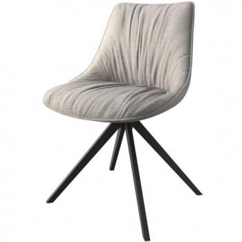 Chaise-pivotante Elda-Flex rayures gris clair cadre croisé angulaire noir pivote sur 180°
