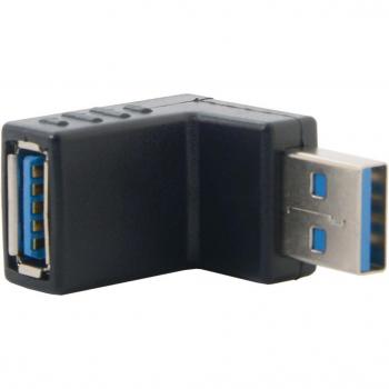Convertidor USB 3.0 CY SuperVelocidad 90 M/F – Enchufe Angulado Negro