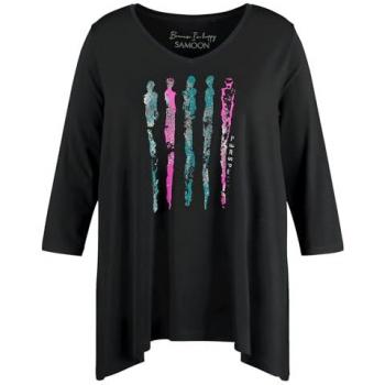 SAMOON Damen Shirt 3/4 Arm Ausgestellt Schwarz 48/XL