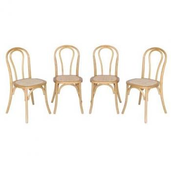 Sweeek Silla de Rattan y Madera Set 4