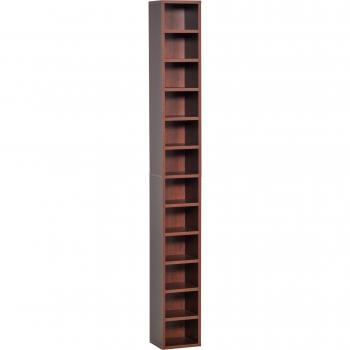 Mobile Porta cd da Parete in Legno con 12 Mensole 21x20x175cm Marrone