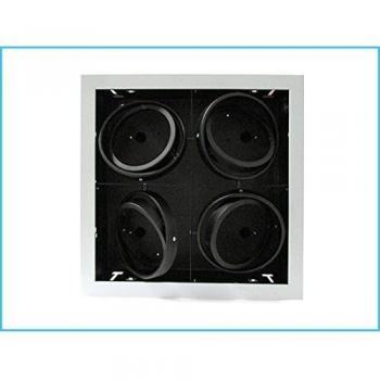 Struttura Plafoniera Incasso Orientabile Quadrata 4 Lampade LED AR111 Bianco