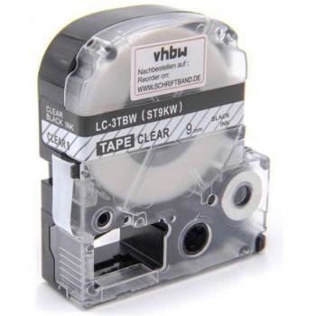 Cassa VHBW: Nastro Replacements Kingjim St9kw 9 mm Nero/Trasparente