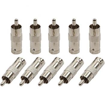 Conector de cámara BNC hembra a RCA macho, 10 Uds