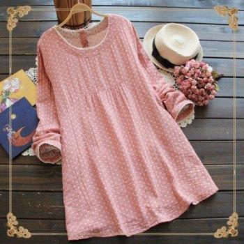 Blusa de maternidad a cuadros con cuello o y encaje