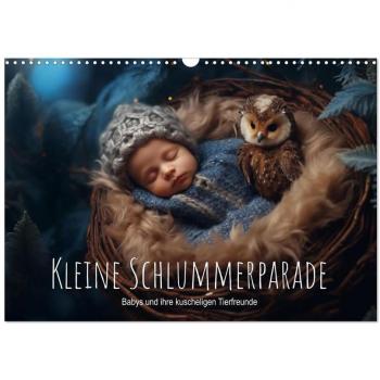 Artefacti, Artefacti: Kleine Schlummerparade: Babys und ihre kuscheligen Tierfreunde (Wandkalender 2025 DIN A3 quer), CALVENDO Monatskalender