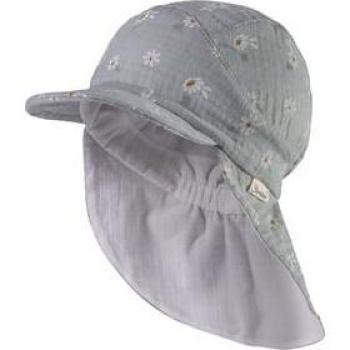 Casquette vert pierre Sterntaler avec protection de nuque marguerite