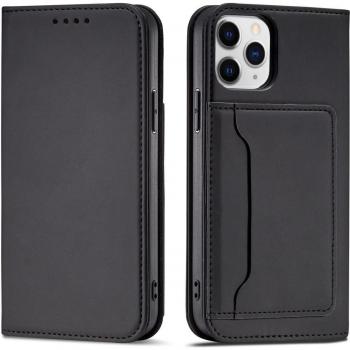 Black Magnetic iPhone 12 Card Wallet & Stand Case