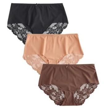 Next Schwarz / Karamell Nude / Schokolade Nude Midi Lace Back No VPL Damenknickers 3er Set
