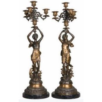 Casa Padrino Luxus-Kerzenständer Set – Bronzefarben Schwarz