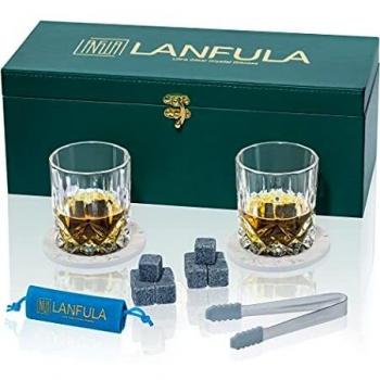 Whiskey Stones & Crystal Glasses Gift Kit (LANFULA)