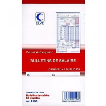 Bulletins de Salaire Autocopiants 235x140 mm 50/2+0