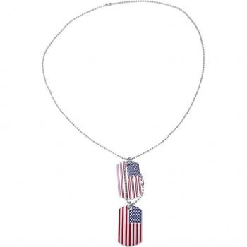 Collar de hombre con colgante de aleación, bandera americana, 2 piezas, rayas rojas y blancas, cadena de 27 pulgadas