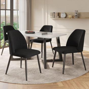 REDOM Moderne Esszimmerstühle (4er Set) mit Rückenlehne, Schwarz