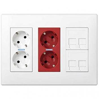 Kit de Poste de Travail Sai + Double RJ 3 Modules Blanc Simon 51000305-030