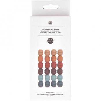 Rico Design Erdfarben Holz-Makramee Perlen 19x22mm, 24 Stück