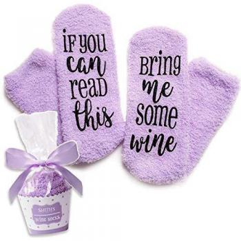 Lila Socken für Weinliebhaber If You Can Read This Bring Me Some Wine von Smith's