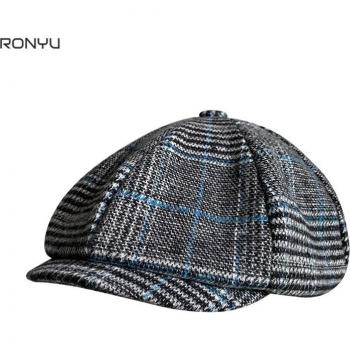Men's Grey Plaid Newsboy Hat