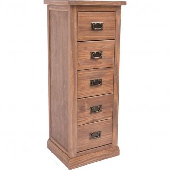 Brown Tirolo 5‑Drawer Slim Chest with Drop Handles