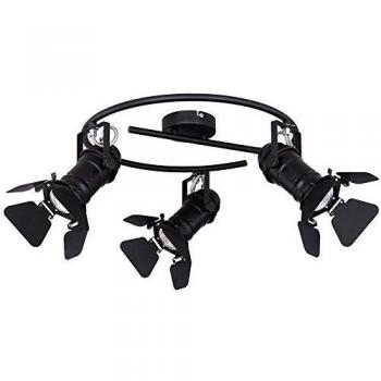 Faretto da soffitto 3 luci nera con dimensioni 40 x 26,5 cm