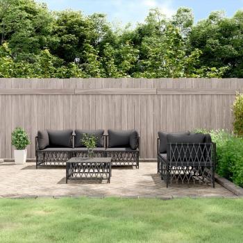 Mobilier de jardin 6 pcs avec coussins anthracite en acier