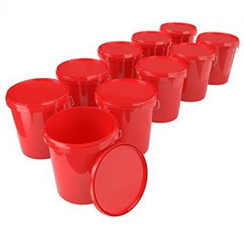 Système de Stockage Fixedbyu – 10 seaux avec couvercle – Volume 15,9 L – Couleur rouge clair