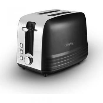 Ash Tower Matte Toaster 2‑Slice – Classic Black